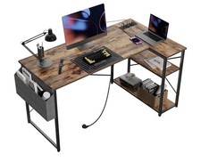 Shaped Desk with Power Outlets - 100x70 cm Corner Computer Desk Writing Table-02