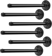 Pipe Shelf Brackets 8 Inch, Industrial Black Metal Wall Pipe Floating Shelf Brac