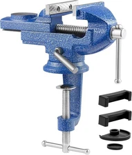 Bench Vise, 3 Inch, Portable Workbench Vice with 360° Swivel Base, Quick Release
