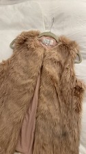 TRAFALUC Zara Nude Beige Taupe Rose faux fur sleeveless Jacket gilet M Winter