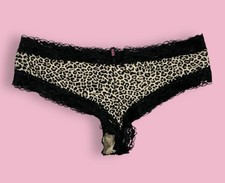 Vtg Victoria  s Secret Woman's Cheetah Leopard Print Lace Cheeky Panties M 