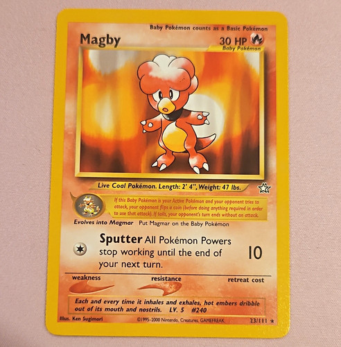 Pokemon TCG Magby 23/111 Neo Genesis EN Rare Regular Unlimited Pokemon Card