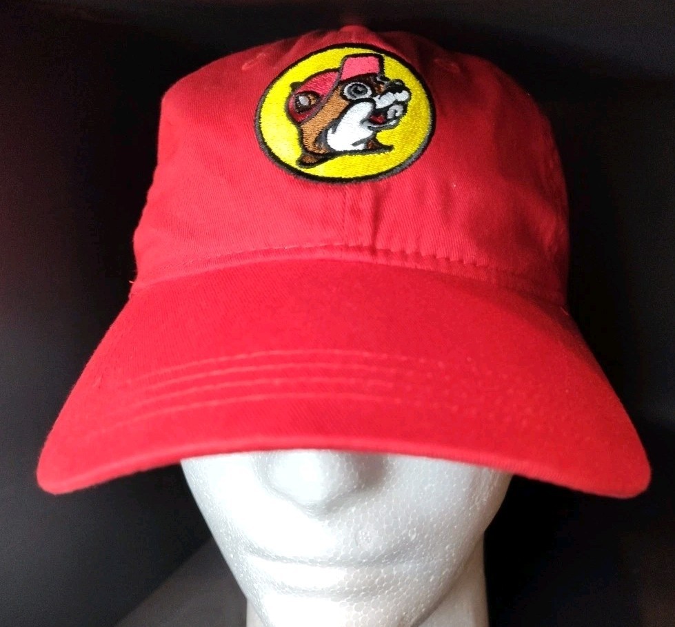 Buc-ees Red Adjustable Strapback Hat Cap Good Con… - image 1