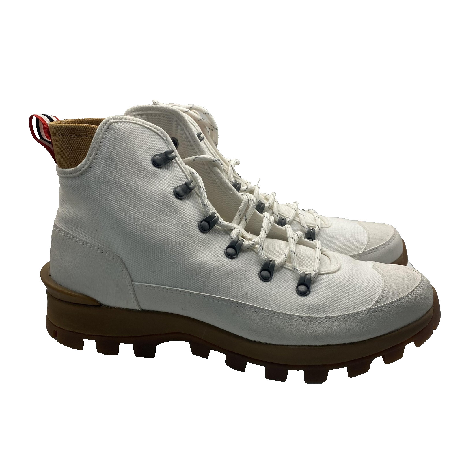 S Size 10 White Canvas Hiking Combat Lug Sole Slip Resistant