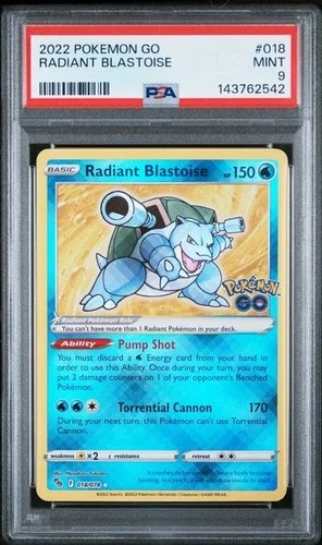 Pokemon 2022 Radiant Blastoise Holo PSA 9 Mint Card 018/078 Pokémon Go