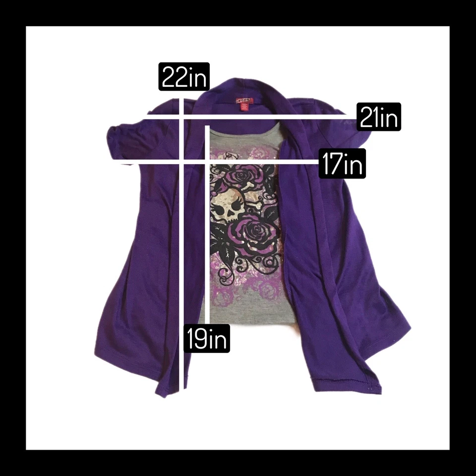 Camisa Y2K Bongo Niña Púrpura Calavera Dos Capas Foto 2 de 4