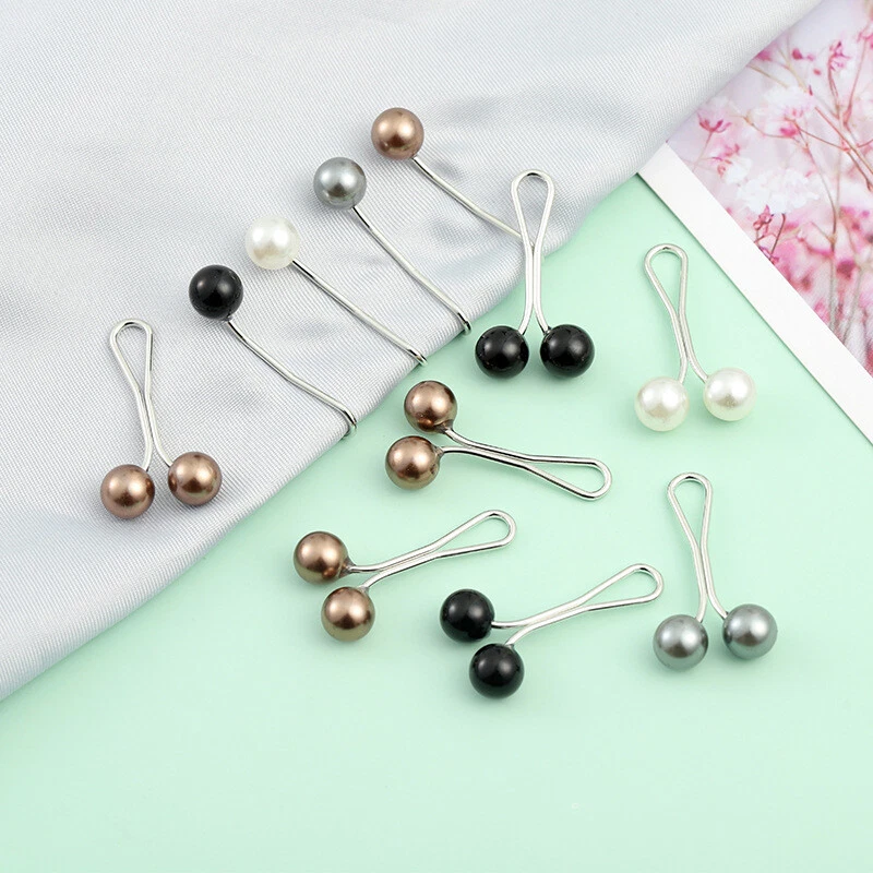 12Pcs/Set U-shaped Brooch Pins Hijab Scarf Pearl Safety Pin Sweater Shawl  Clips