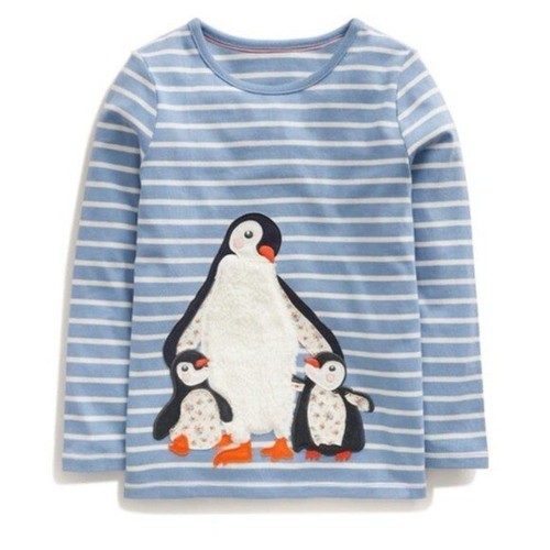 Mini Boden gestreiftes Pinguin Grafik Shirt