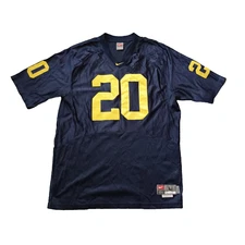 Vtg Team Nike University Of Michigan #20 Jersey L +2 Blue Mike Hart Stitched