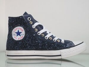 Converse all star Hi glitter blu navy blu borchie ARTIGIANALI | eBay