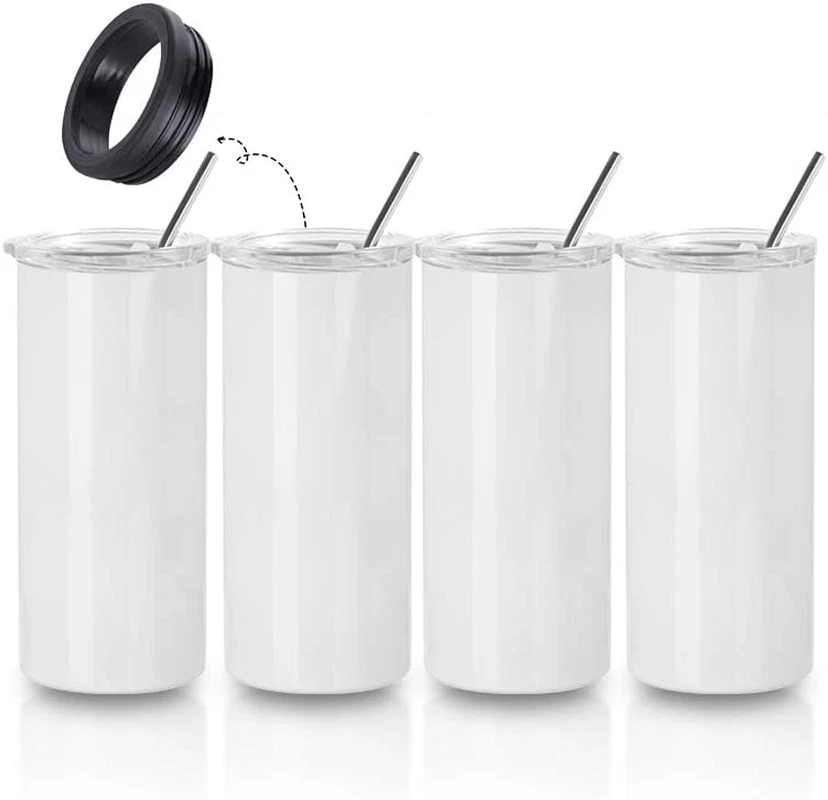 Blank Sublimation STRAIGHT 20oz Skinny Tumbler with Metal Straw