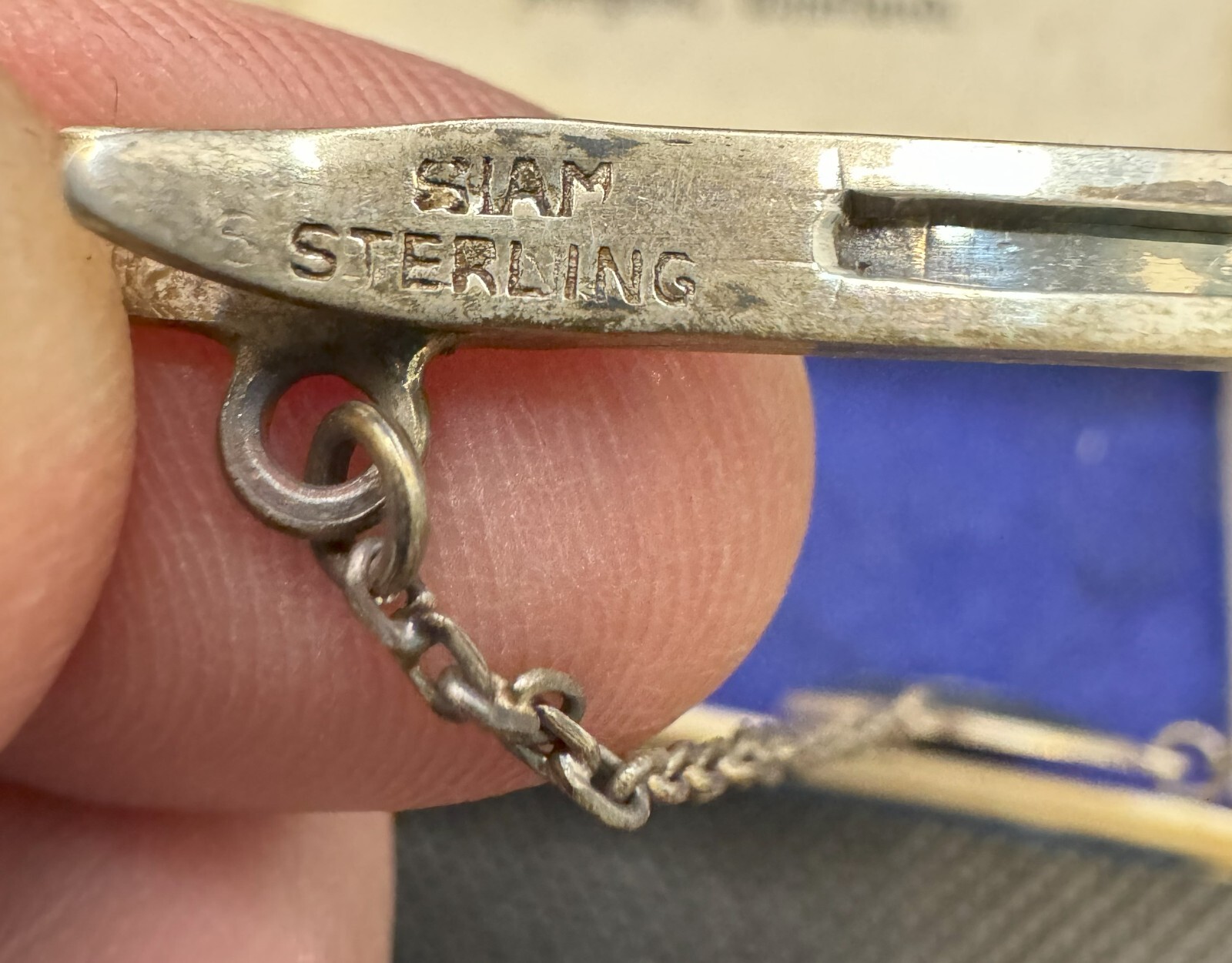 VTG SIAM ARTS BANGKOK NIELLO DANCING GODDESS STERLING SILVER TIE BAR CLIP