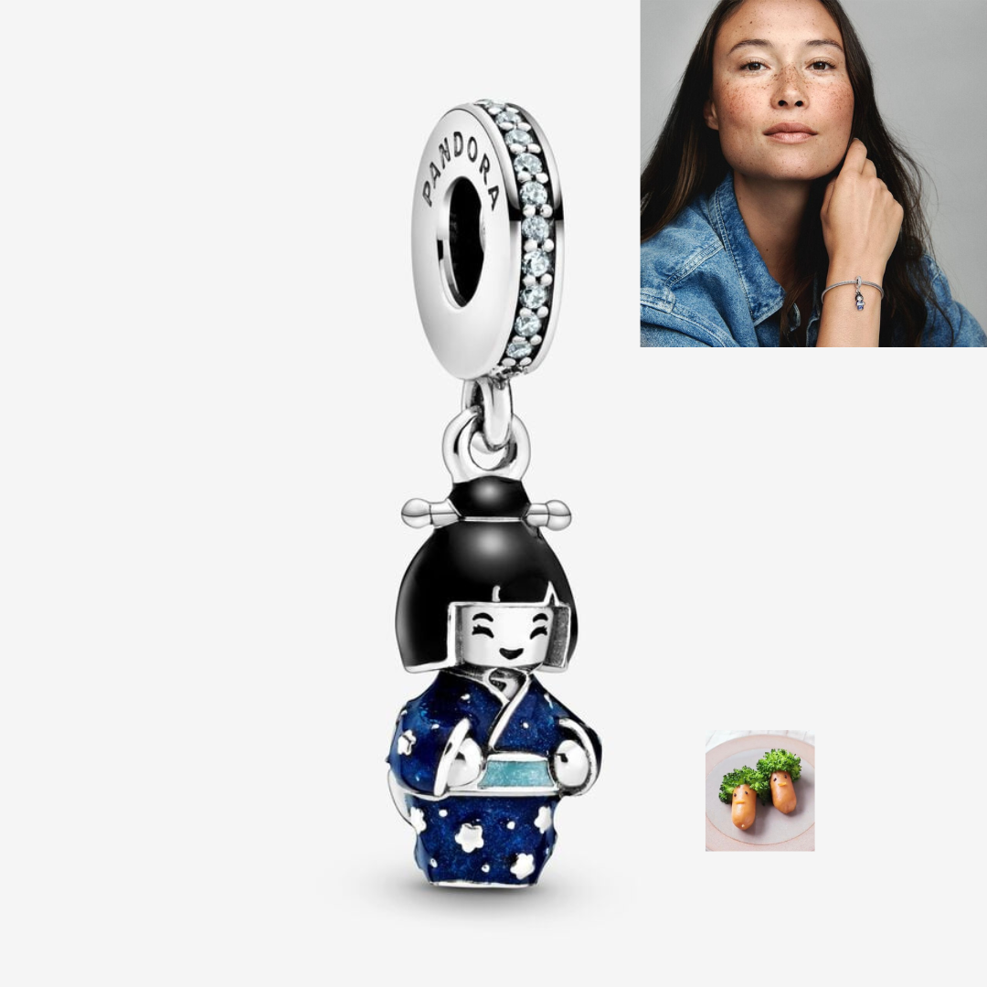 Pandora チャーム ドール PANDORA Japan Japanese Doll in Blue Kimono Charm 100
