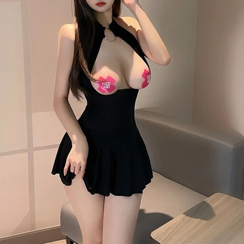 Women's Sexy See Through Bodycon Dress Open Bra Sleeveless Transparent Lingerie - Picture 60 of 94