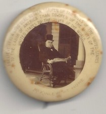 SCARCE McKinley At Home Pin ~ Open Mills To Labor NOT US Mints To World Silver