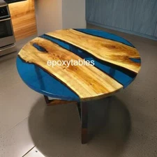 Blue Epoxy Resin Coffee Table Top Conference Meeting Desk Modern Balcony Decors