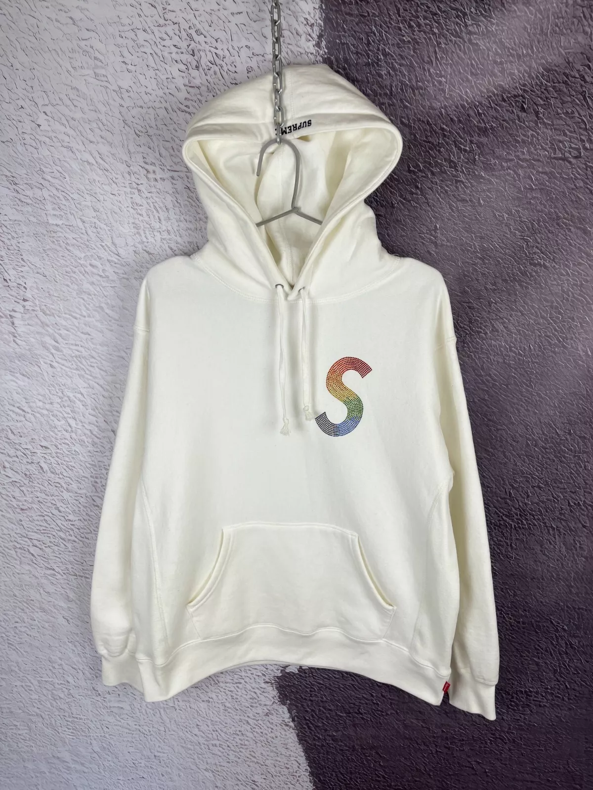 Sweat à capuche Supreme x Swarovski cristaux blanc crémeux grand S