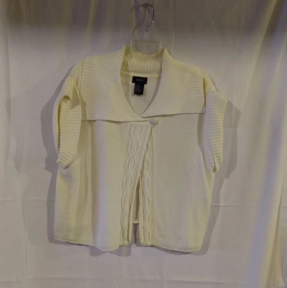 Cárdigan suéter R.Q.T para mujer blanco roto manga tapada talla XL Foto 2 de 4