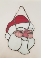 Stained Glass Santa Claus Face Suncatcher Wall Window Hanging