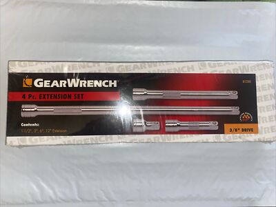 GearWrench Tools,Part#81200,4 pc. Extension Set(1-1/2'', 3'', 6'' & 12''),3/8'' Drive