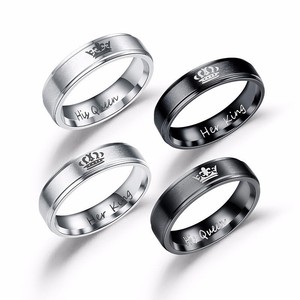 1pc King And Queen Stainless Steel Ring Sets Crown Couple Wedding