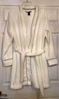 TAHARI Womens Soft Belted Fleece Plush Robe Corded Large Ivory Housecoat Short — photo 1