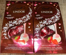 Lindt ~ 2-Bags Strawberries Cream White Chocolate Truffles 5.1 oz, `10/31/2025