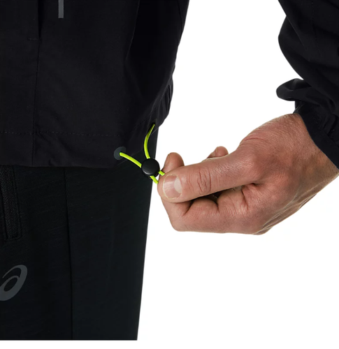 ASICS Men's SMALL Hooded Lightweight Waterproof Jacket in Performance Black/Lime - Picture 7 of 10