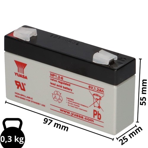 Yuasa Blei-Akku NP1.2-6 Pb 6V 1,2Ah Faston 4,8mm - Bild 2 von 7