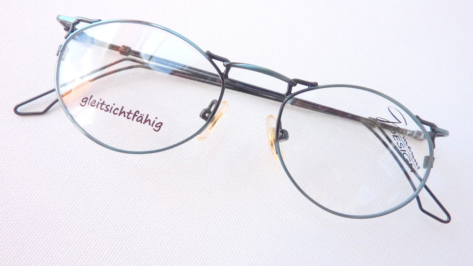 Kleine Brillenfassung Metallbrille leicht dünner Rand petrol 46-15 Gr. S