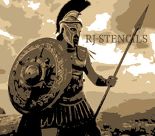Multilayer STEP BY STEP airbrush stencil Spartan Warrior  MYLAR