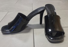 NEW DKNY Bronx Black Patent Mule Open Toe High Heels Size 7.5 Shoe