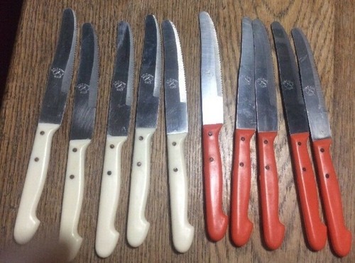 Colt Evan Inox Serrated Knives Orange Plastic Handles Rivet camp cottage Lot 10 - Picture 4 of 7