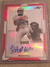 BREECE HALL 2019 Leaf ALL-AMERICAN AUTOGRAPH RED PROOF #1/1 IOWA ST. N.Y. JETS