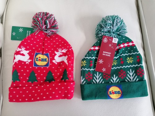 Generisch Lot de 2 bonnets de Père Noël lumineux pour adultes avec pompons, en peluche douce avec lumières pour homme et femme