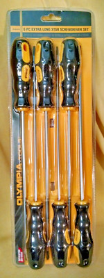 SCREWDRIVER SET 6 EXTRA LONG STAR TIP OLYMPIA TOOLS NEW 400-369-0796 CRV PP TPR.