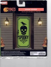 SPOOKY DOOR COVER 72"x30" Halloween Decoration Party Skull Raven Green House NEW
