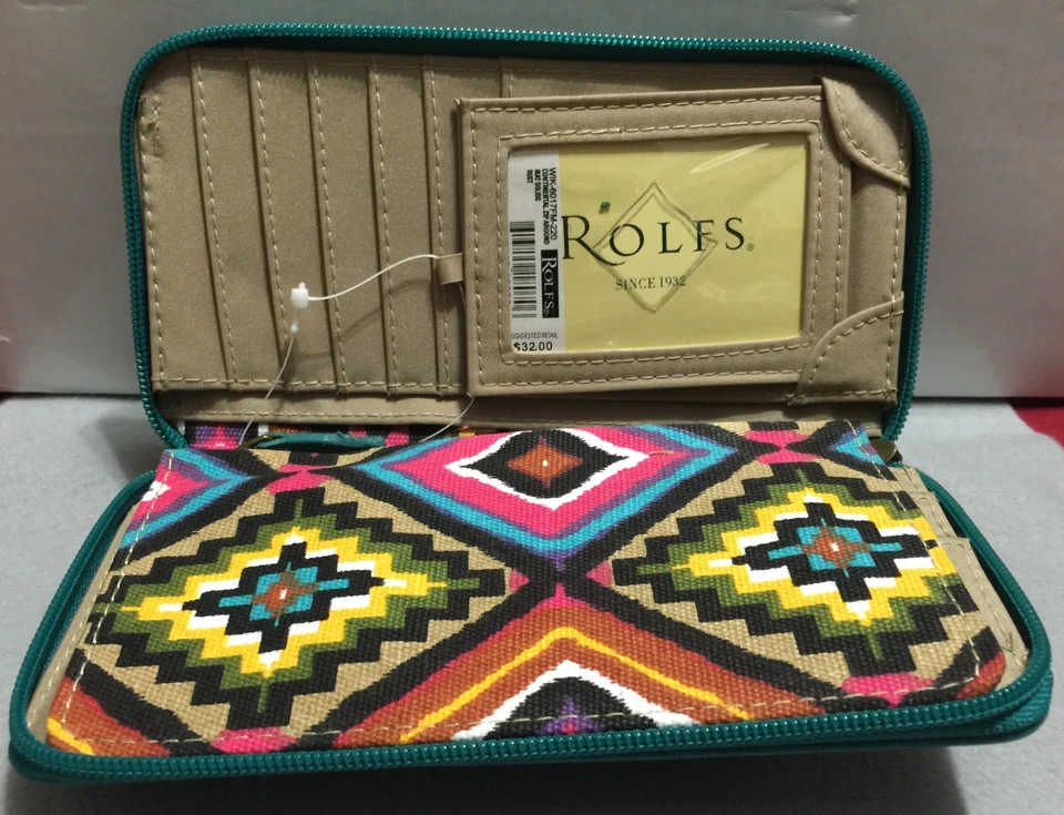 Nuevo Rolfs Damas Verde azulado imitación cuero cartera chequera organizador cremallera alrededor Foto 2 de 4