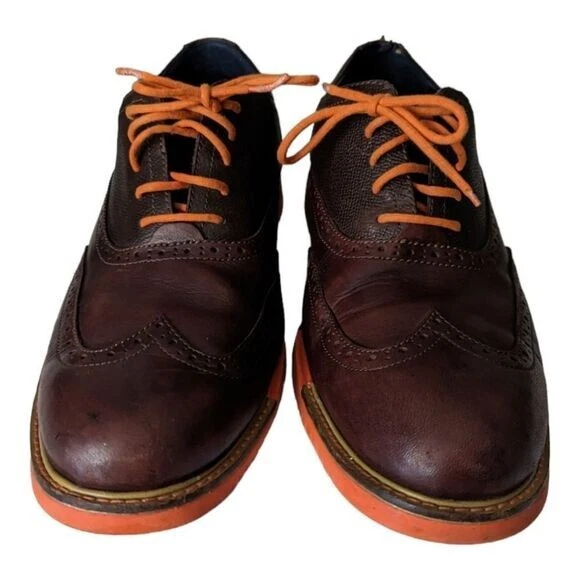 Cole Haan Great Jones Wing Tip Shoes Men’s Size 11M Brown Leather Orange C11235 - Image 2 of 4