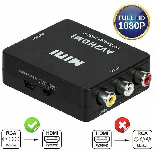RCA AV to HDMI HD Converter Adapter Composite 3RCA CVBS Audio Video Wii NES SNES - Picture 11 of 13