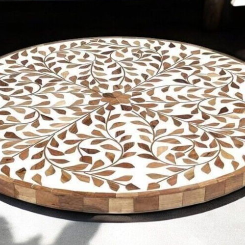 30" Elegant Bone Inlay Coffee Table – Luxurious Handcrafted Furniture Home Decor - Picture 2 of 7