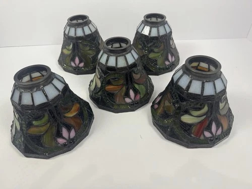 Set of 5  Tiffany Style Stained Glass Ceiling Fan Chandelier Sconce Light Shades