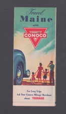 Conoco Maine Road Map Travel Touraide Nth Motor Oil Back