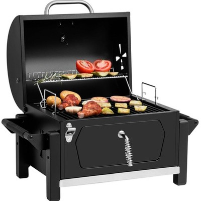 Portable Charcoal Grill with Warming Rack Compact Tabletop for Outdoor BBQ