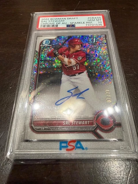 2022 Bowman Chrome Sparkle Refractor Sal Stewart ROOKIE AUTO /71 PSA 10 WOW