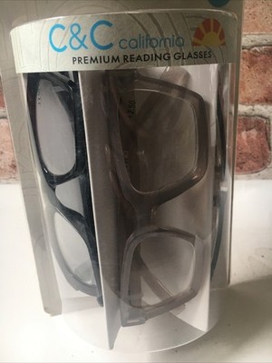 C&C CALIFORNIA WOMEN'S +2.50 PREMIUM READING GLASSES 3-PACK READERS + HARD CASE
