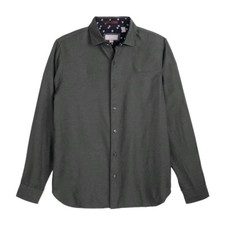 Ted Baker Men's Cotton Long Sleeve Button Up Shirt Contrast Detail Black Size M