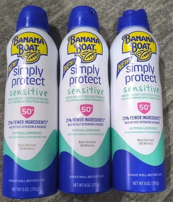 3 Pack  Banana Boat Sensitive  SPF50 Hypoallergenic Sunscreen Spray