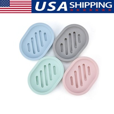 Soap Dishes Holder Self Drain Container Case Bath Shower Basket Storage Box