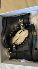 Image of Ladies Guess Leather  Black Ankle Boots, Size Uk 4/37